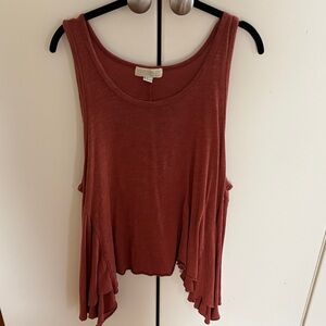 Forever 21 Rust Ruffle-Hem Sleeveless Tank